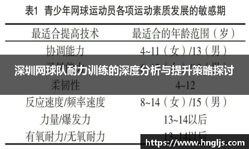深圳网球队耐力训练的深度分析与提升策略探讨