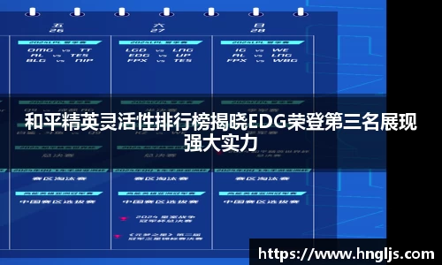 和平精英灵活性排行榜揭晓EDG荣登第三名展现强大实力